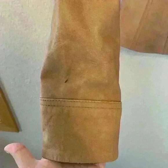 Etcetera tan leather snakeskin jacket sz 2 preppy moto 90s fall winter *flaw - Picture 5 of 13